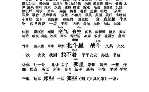 新部编一年级语文下册词语复习_一年级语文下册（统编版）_老课标资料_一下语文含教学视频_第一套_009-试题试卷word版可下载打印_总复习资料