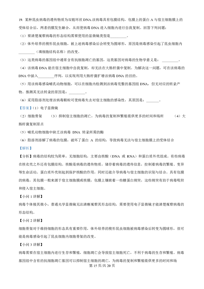 2025年高考生物试卷（湖北卷）（解析卷）_生物历年高考真题_新&middot;PDF版2008-2025&middot;高考生物真题_生物（按年份分类）2008-2025_2025&middot;高考生物真题