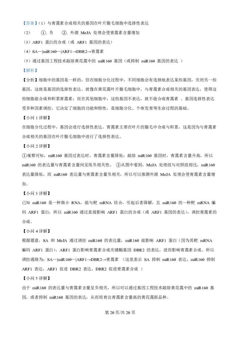 2025年高考生物试卷（湖北卷）（解析卷）_生物历年高考真题_新&middot;PDF版2008-2025&middot;高考生物真题_生物（按年份分类）2008-2025_2025&middot;高考生物真题