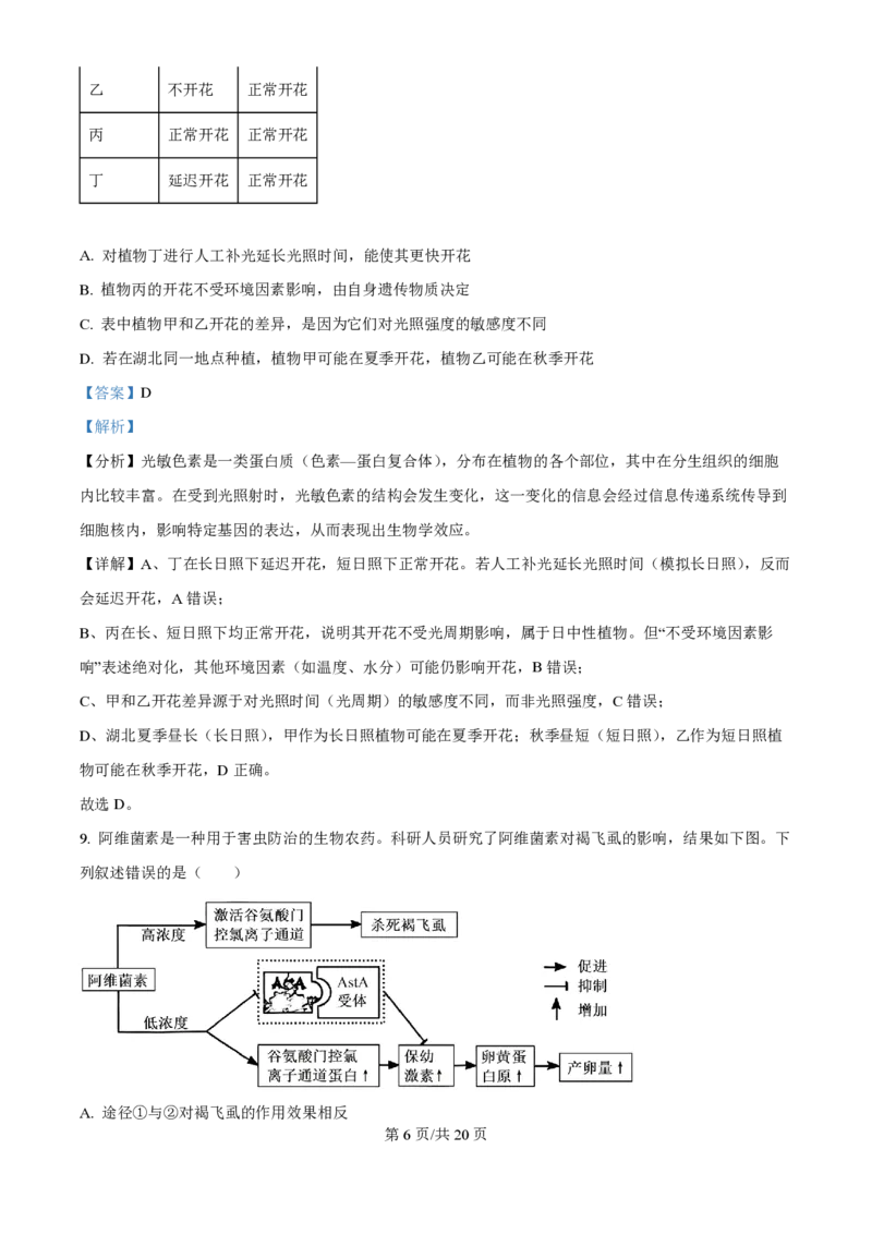 2025年高考生物试卷（湖北卷）（解析卷）_生物历年高考真题_新&middot;PDF版2008-2025&middot;高考生物真题_生物（按年份分类）2008-2025_2025&middot;高考生物真题
