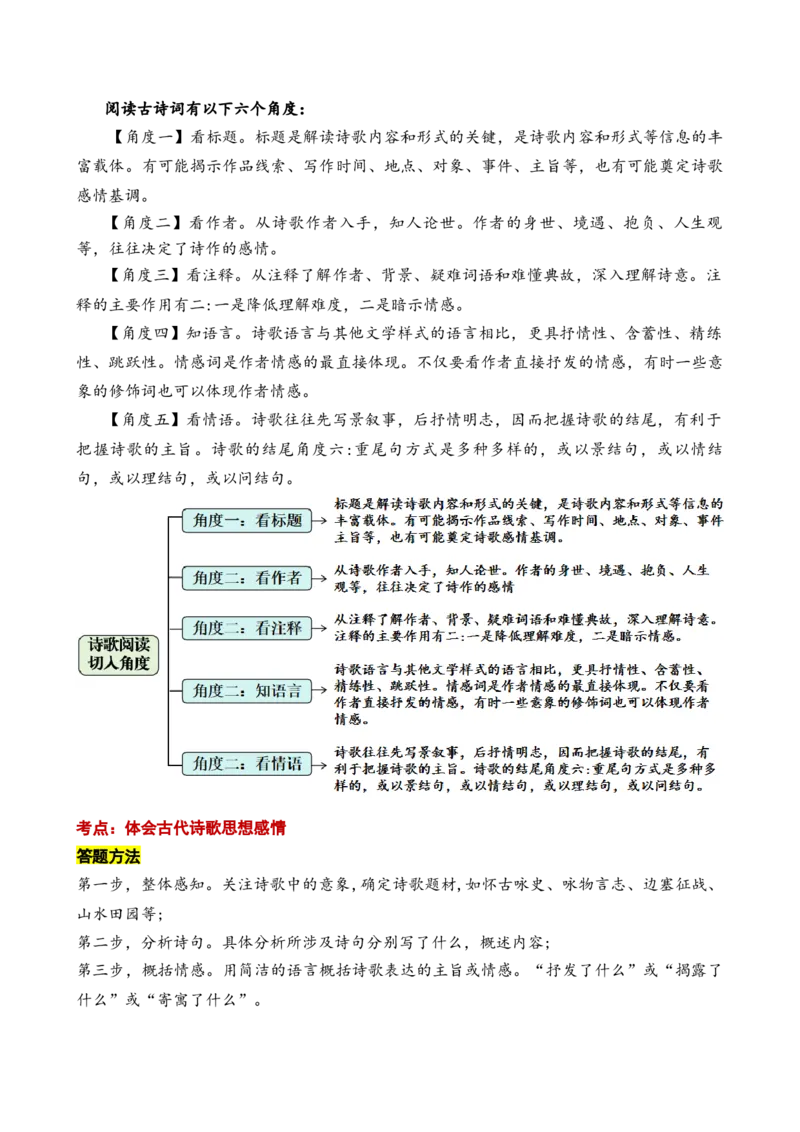 第二专题思乡怀人诗小学语文古诗词专项训练（教师版）-40页_一年级语文上册（统编版）_古诗词_2024年秋季念念不忘版