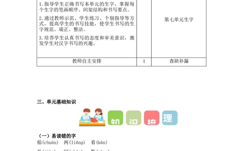 第七单元（教学计划）-一年级语文上册（统编版.2024秋）_一年级语文上册（统编版）_大单元教学课件+教学设计+作业设计+教学计划