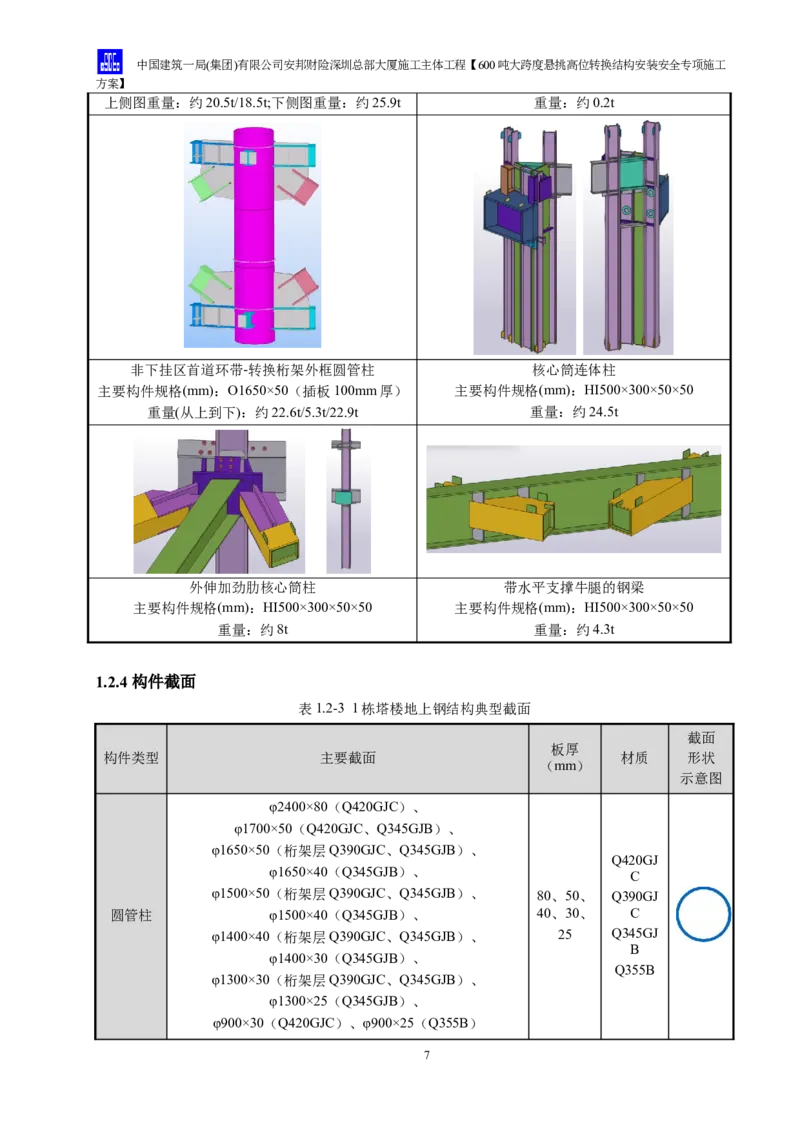 安邦财险深圳总部大厦施工主体工程600吨大跨度悬挑高位转换结构安装安全专项施工方案_2021-2023年优秀施组方案_施工方案_1-钢结构安装专项施工方案正文