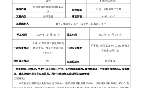 附件二：2022年度施工组织设计、施工方案编制技能竞赛申报表（宜昌金属屋面）_2021-2023年优秀施组方案_施工方案_方案08-宜昌三峡机场航站楼曲形金属屋面施工方案
