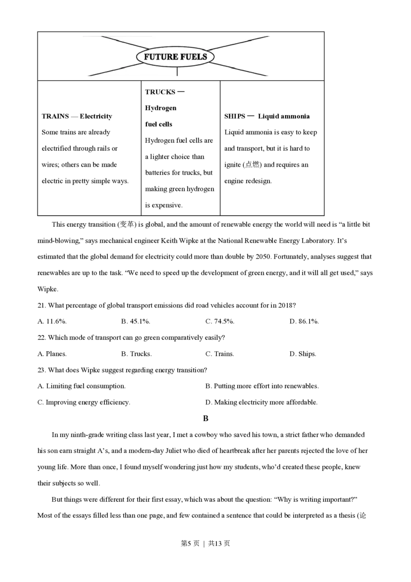 2025年高考英语试卷（全国Ⅰ卷）（空白卷）_英语历年高考真题_新&middot;PDF版2008-2025&middot;高考英语真题_英语（按年份分类）2008-2025_2025&middot;高考英语真题