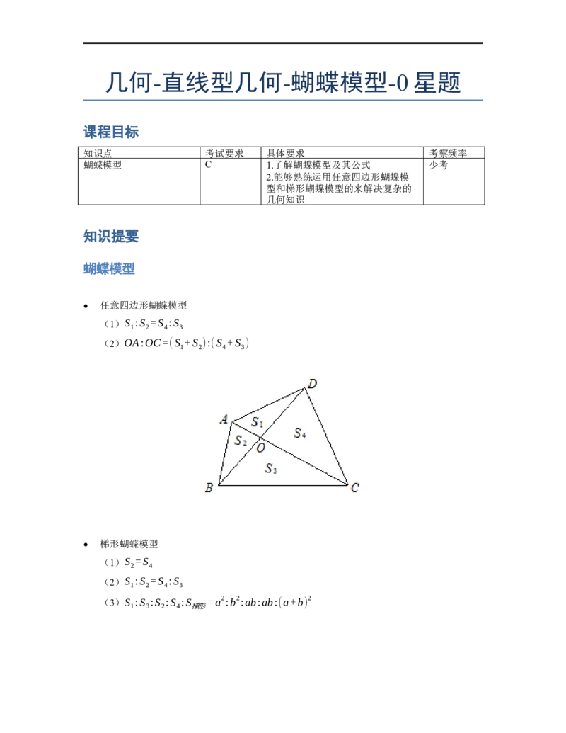 《几何》-直线型-蝴蝶模型-0星题（含解析）全国通用版_小学数学母题大全一二三四五六年级上下册一题多解题母题解_《直线型几何》（含详解）