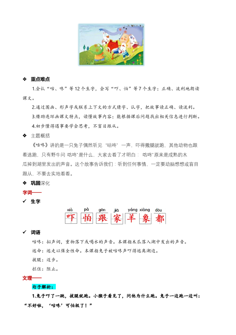 第八单元知识清单语文一年级下册（统编版）_一年级语文下册（统编版）_单元知识复习专项_2024版
