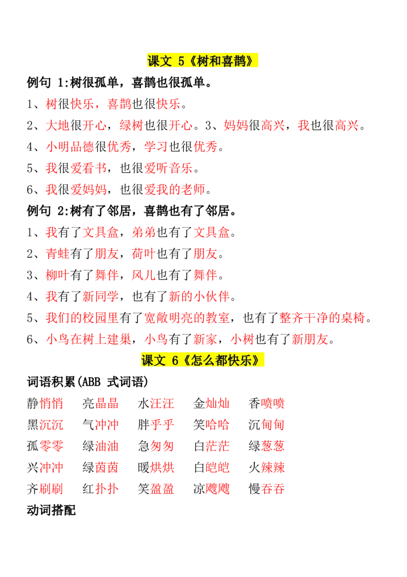 全册重点句子仿写汇总-统编版语文一年级下册_一年级语文下册（统编版）_专项练习