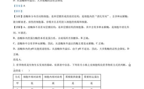 2024年高考生物试卷（江西）（解析卷）_生物历年高考真题_新&middot;Word版2008-2025&middot;高考生物真题_生物（按年份分类）2008-2025_2024&middot;高考生物真题