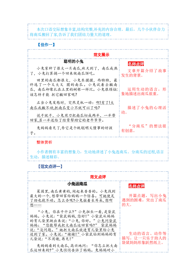 第八单元写话：我会想办法（范文点评）-（统编版&middot;2024秋）_一年级语文上册（统编版）_单元写作能力提升_2024新课标