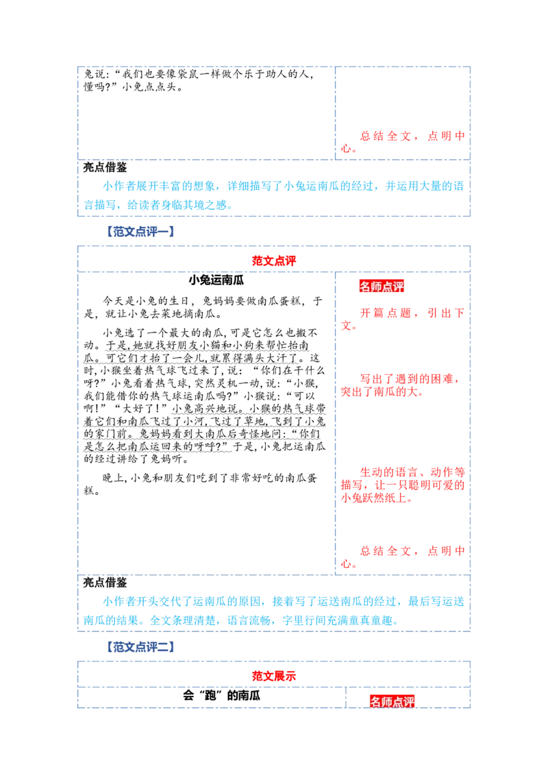 第八单元写话：我会想办法（范文点评）-（统编版&middot;2024秋）_一年级语文上册（统编版）_单元写作能力提升_2024新课标