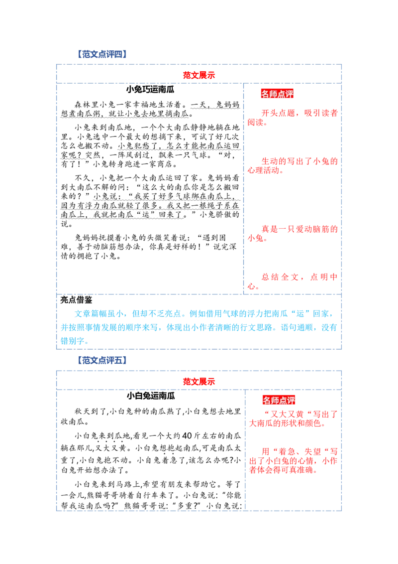 第八单元写话：我会想办法（范文点评）-（统编版&middot;2024秋）_一年级语文上册（统编版）_单元写作能力提升_2024新课标