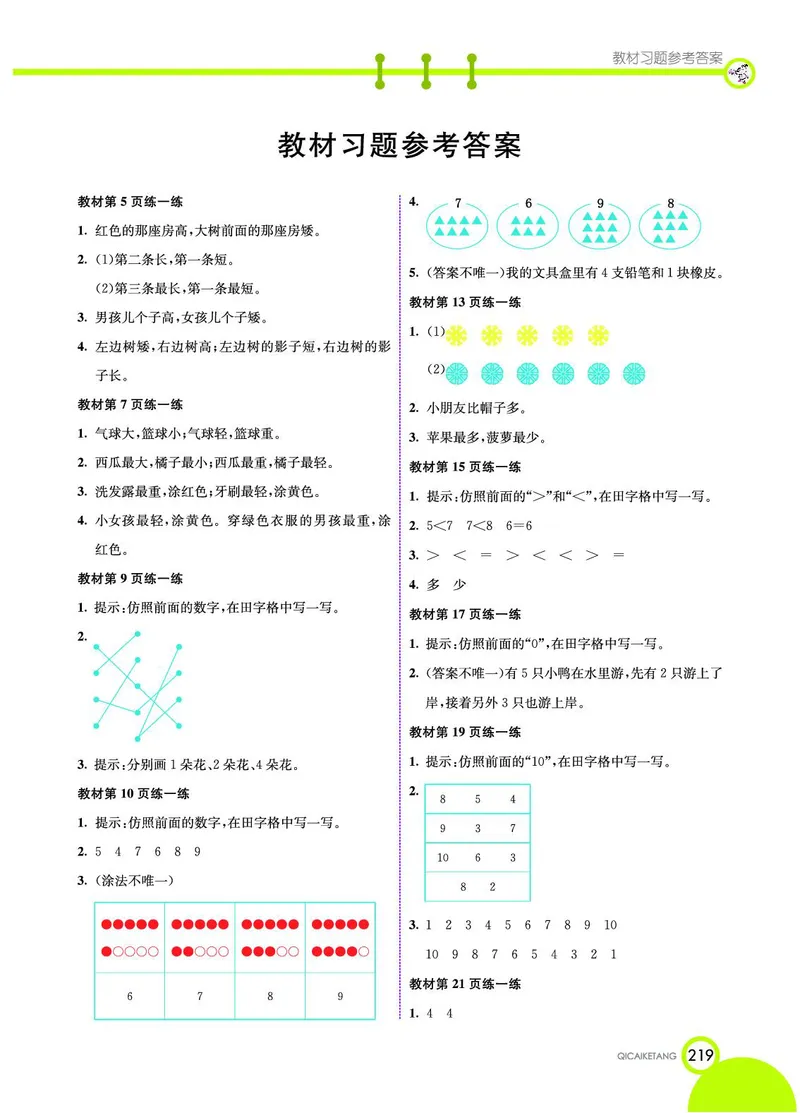 《七彩课堂》数学1年级上册（JJ）_一年级上下册资料_小学一年级学习资料-25年更新版_1-03、小学一年级数学上册_冀教版_10、电子书籍