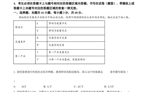 2024年高考地理试卷（福建）（空白卷）_地理历年高考真题_新&middot;Word版2008-2025&middot;高考地理真题_地理（按年份分类）2008-2025_2024&middot;地理高考真题