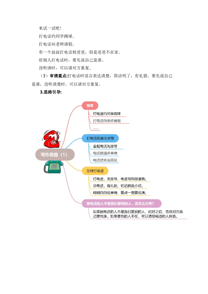 第五单元写话：打电话（范文点评）-（统编版）_一年级语文下册（统编版）_单元写作能力提升_2024版