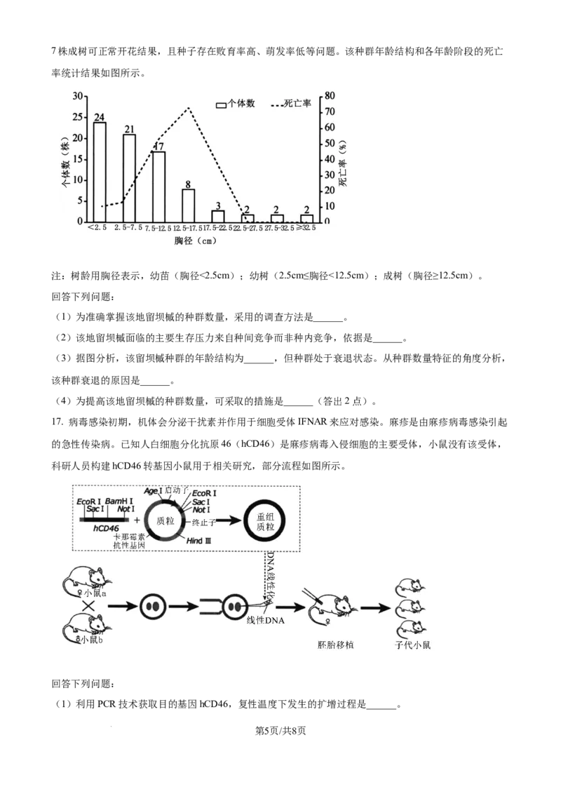 2024年高考生物试卷（福建）（空白卷）_生物历年高考真题_新&middot;Word版2008-2025&middot;高考生物真题_生物（按年份分类）2008-2025_2024&middot;高考生物真题