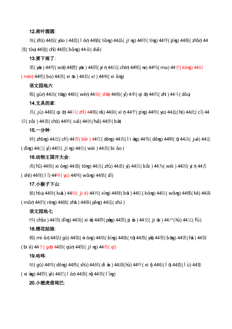专题01字音辨析（专项训练）-（统编版2024）_一年级语文下册（统编版）_期末总复习