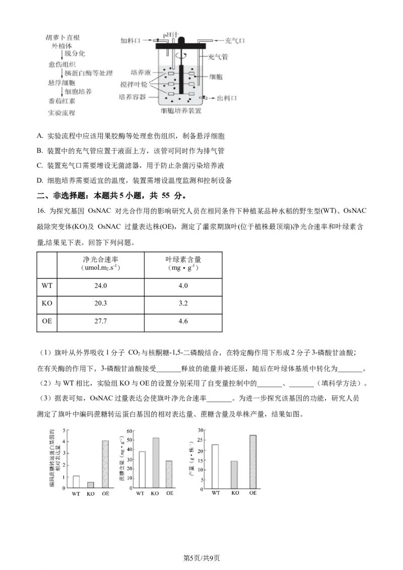 2024年高考生物试卷（安徽）（空白卷）_生物历年高考真题_新&middot;Word版2008-2025&middot;高考生物真题_生物（按年份分类）2008-2025_2024&middot;高考生物真题