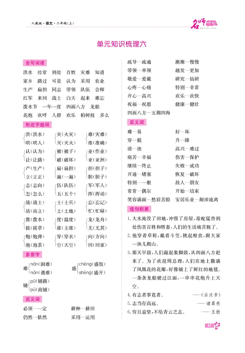 《名师计划&middot;高效课堂》语文2年级上册（RJ）_二年级上下册资料_小学二年级学习资料-25年更新版_2-01、小学二年级语文上册_2-1-2、练习题、作业、试题、试卷_电子册类
