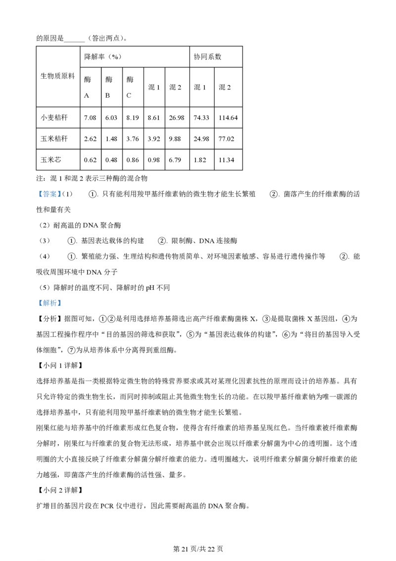 2024年高考生物试卷（甘肃）（解析卷）_生物历年高考真题_新&middot;PDF版2008-2025&middot;高考生物真题_生物（按年份分类）2008-2025_2024&middot;高考生物真题