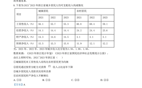 2024年高考政治试卷（浙江）（6月）（解析卷）_政治历年高考真题_新&middot;Word版2008-2025&middot;高考政治真题_政治（按年份分类）2008-2025_2024&middot;政治高考真题