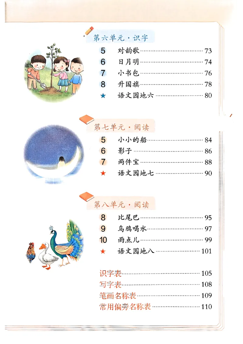 25秋一年级上册语文课堂笔记119页_2025秋《课堂笔记预习课》语文1-6
