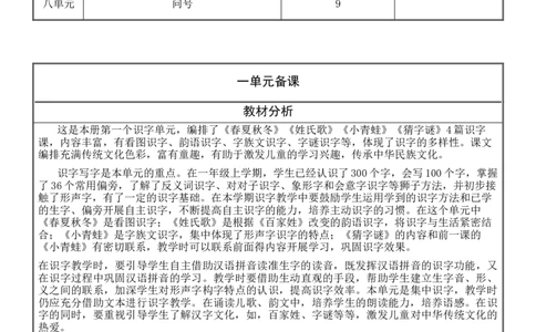 一、二单元教学设计(1)_一年级语文下册（统编版）_老课标资料_核心素养教案_一年级语文大单元教学教案