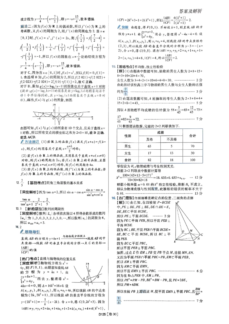 2025版高考必刷题42套数学答案解析_2025高中教辅（后续还会更新新习题试卷）_《2025高考必刷卷》_数学
