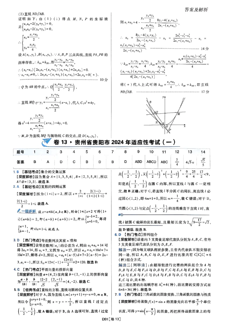 2025版高考必刷题42套数学答案解析_2025高中教辅（后续还会更新新习题试卷）_《2025高考必刷卷》_数学