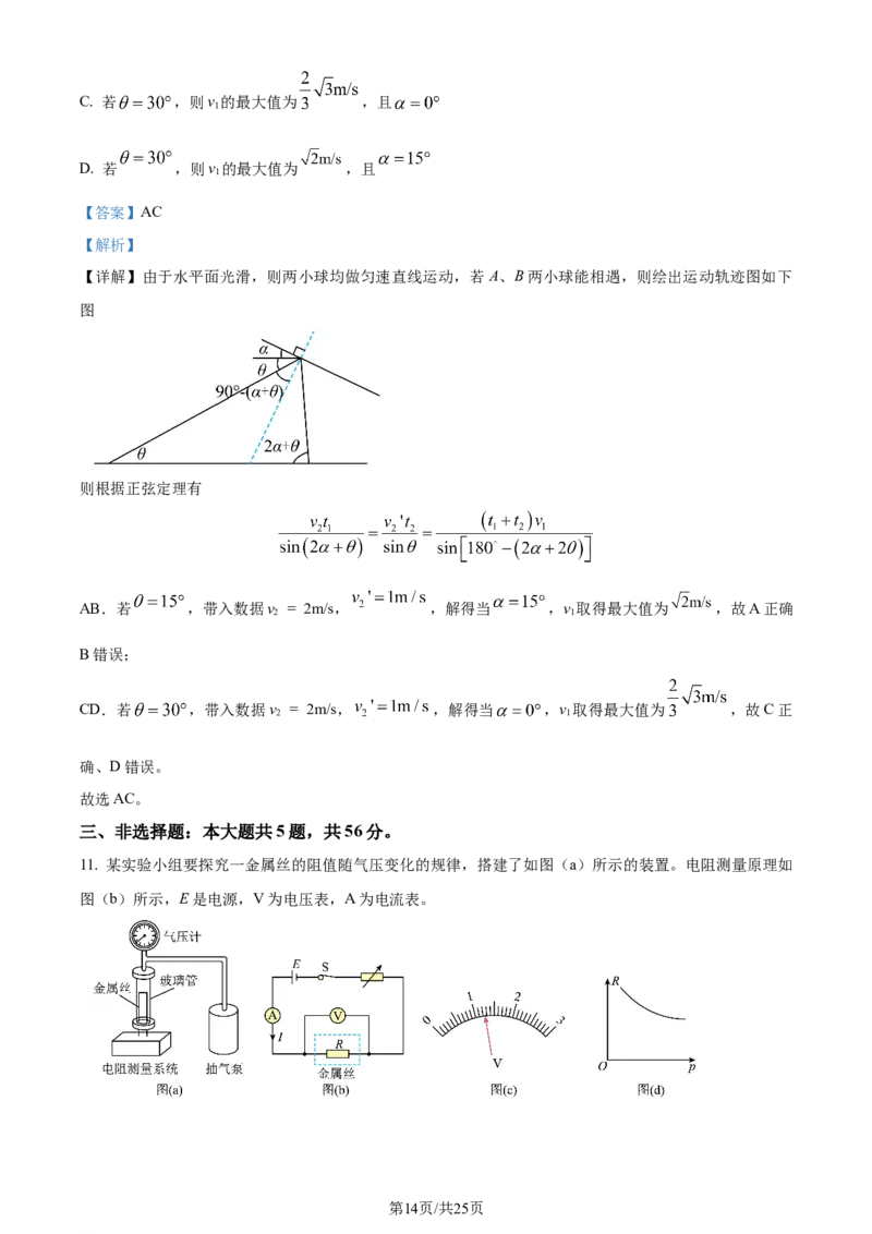 2024年高考物理试卷（湖南）（解析卷）_物理历年高考真题_新&middot;Word版2008-2025&middot;高考物理真题_物理（按年份分类）2008-2025_2024&middot;高考物理真题