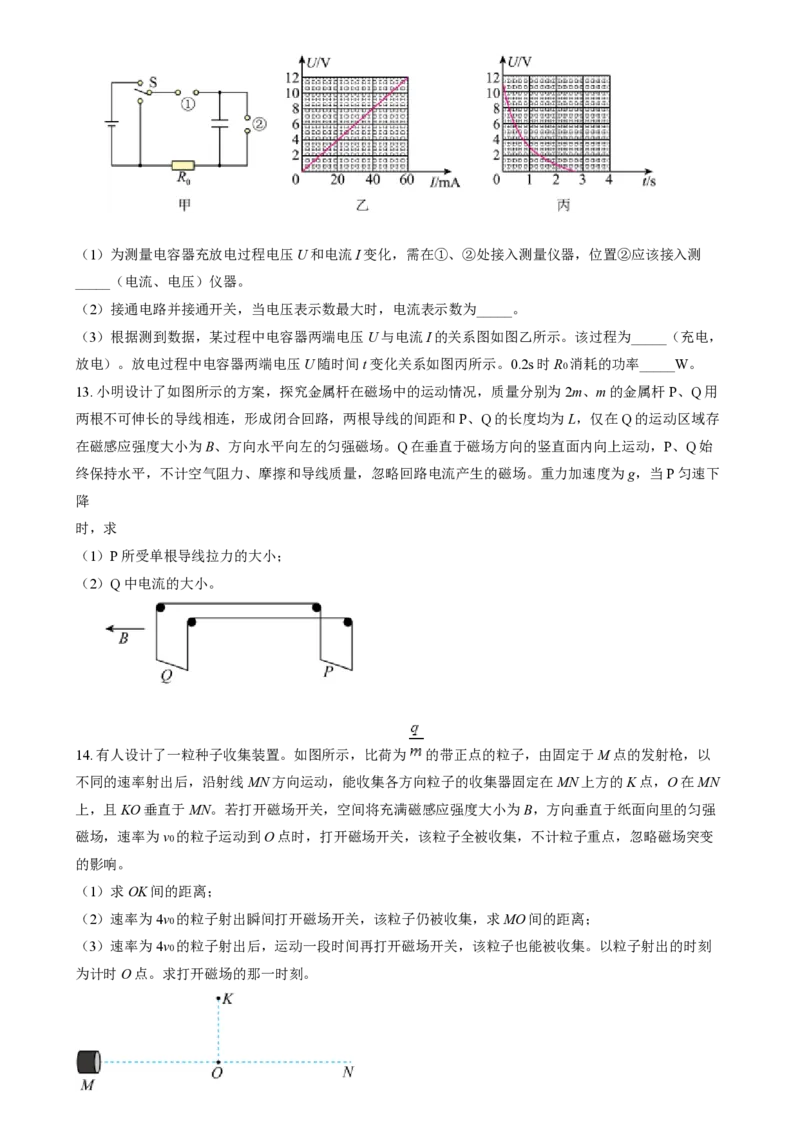 2024年高考物理试卷（重庆）（空白卷）_物理历年高考真题_新&middot;PDF版2008-2025&middot;高考物理真题_物理（按年份分类）2008-2025_2024&middot;高考物理真题