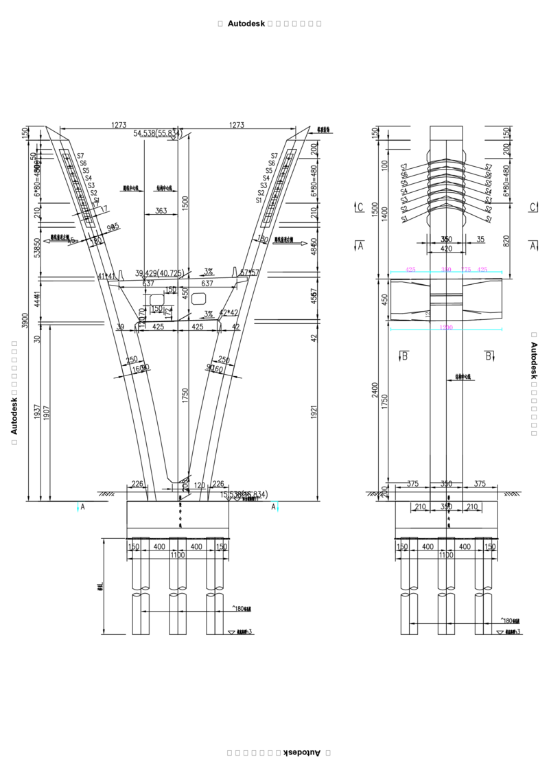 附件7：矮塔斜拉桥0#块支架PDF图2021.5.22_2021-2023年优秀施组方案_施工方案_方案11-新建快速路系统（一期)工程总承包（一标段）项目-矮塔斜拉桥安全专项施工方案
