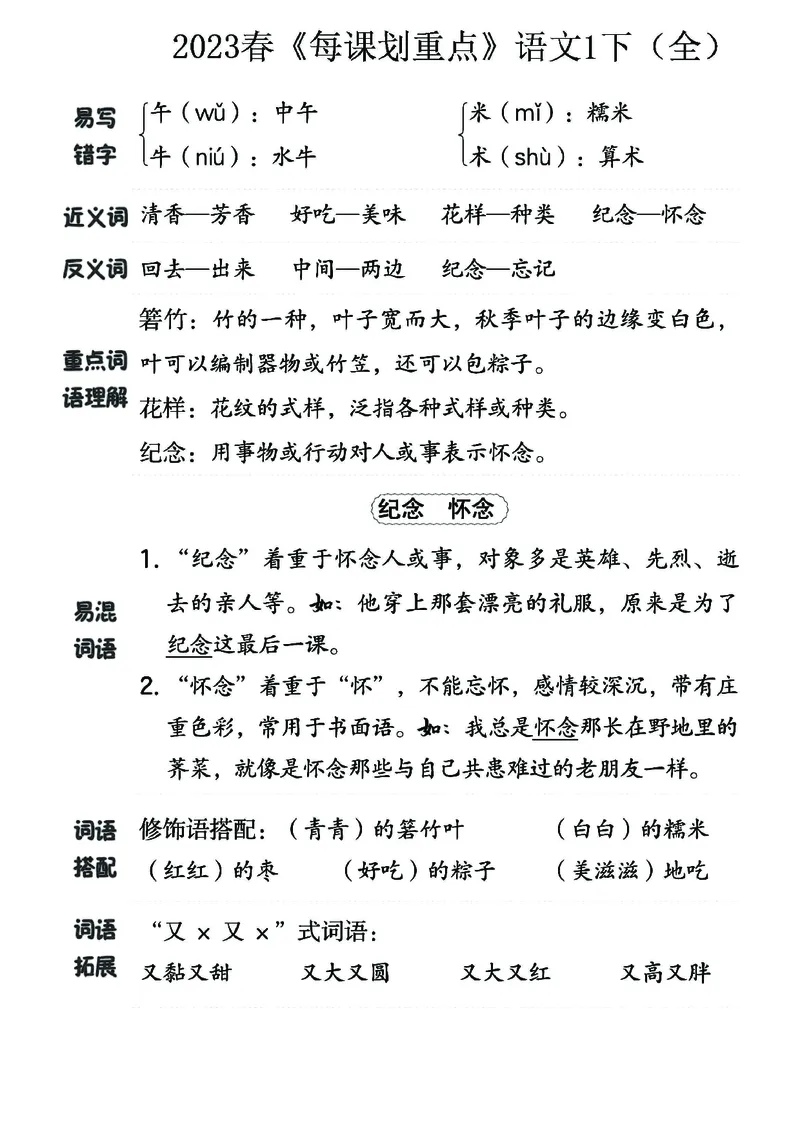 《名师每课划重点》23春语文1年级下册（RJ）_一年级上下册资料_小学一年级学习资料-25年更新版_1-02、小学一年级语文下册_3-6-2-2、练习题、作业、专项、试卷_部编（人教）版_电子册类