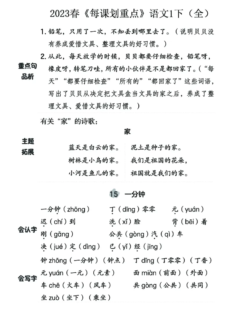 《名师每课划重点》23春语文1年级下册（RJ）_一年级上下册资料_小学一年级学习资料-25年更新版_1-02、小学一年级语文下册_3-6-2-2、练习题、作业、专项、试卷_部编（人教）版_电子册类