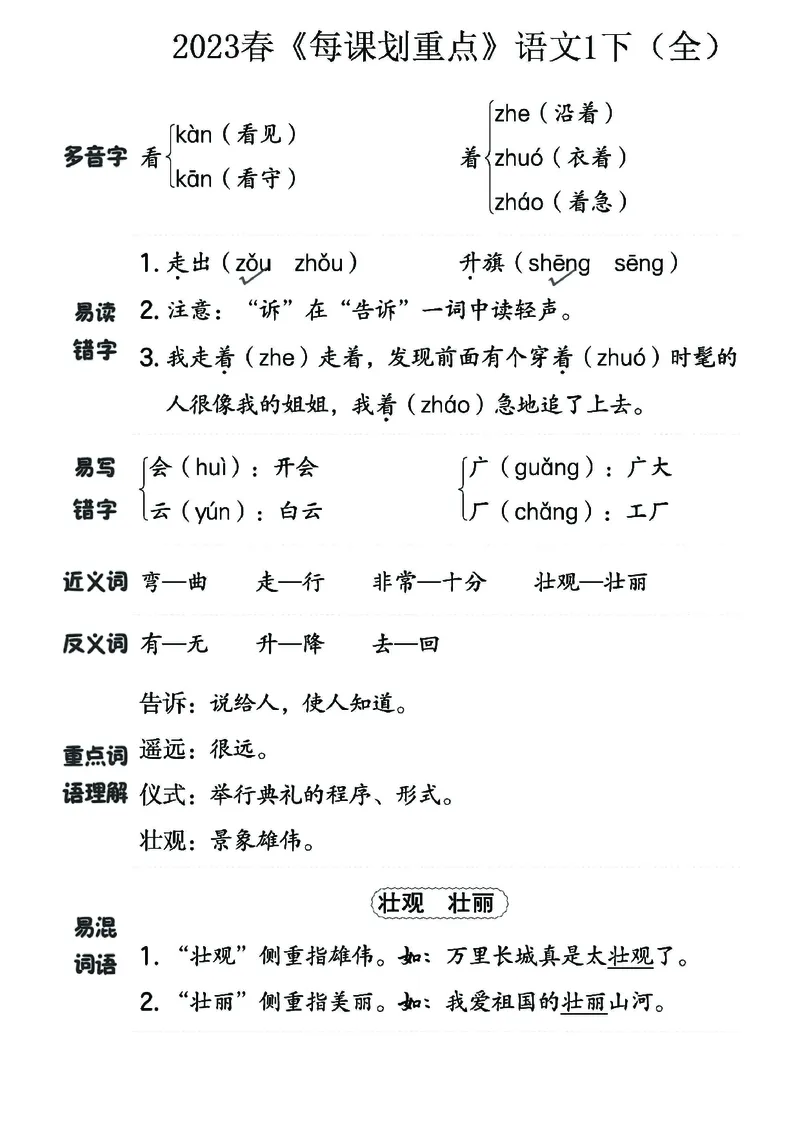 《名师每课划重点》23春语文1年级下册（RJ）_一年级上下册资料_小学一年级学习资料-25年更新版_1-02、小学一年级语文下册_3-6-2-2、练习题、作业、专项、试卷_部编（人教）版_电子册类