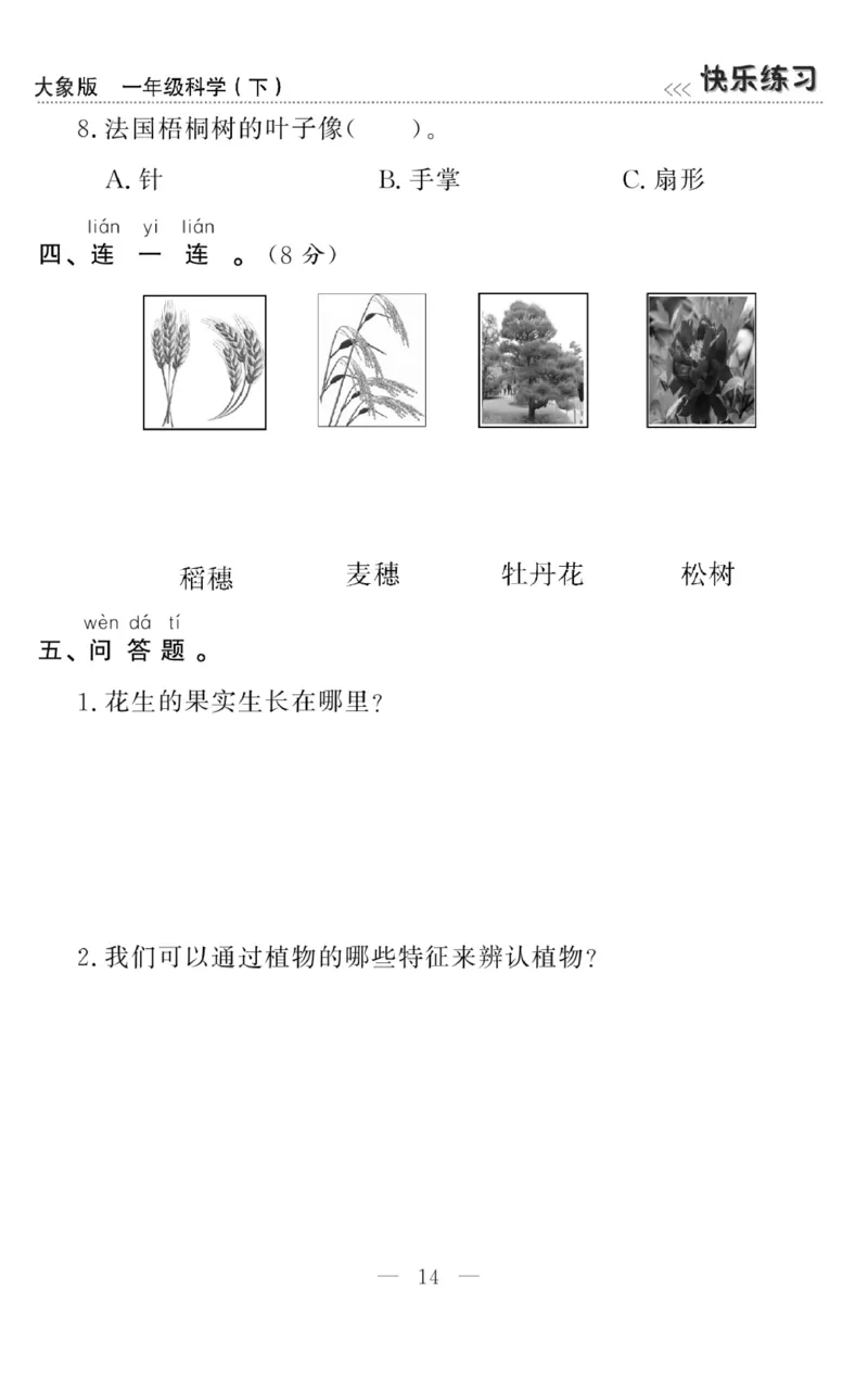 《快乐练习》科学1年级下册（大象版）_一年级上下册资料_小学一年级学习资料-25年更新版_1-10、小学一年级科学下册_大象版