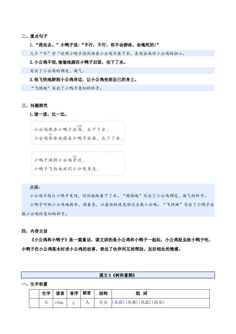 第三单元（知识清单）-（统编版&middot;2024）_一年级语文下册（统编版）_期末总复习