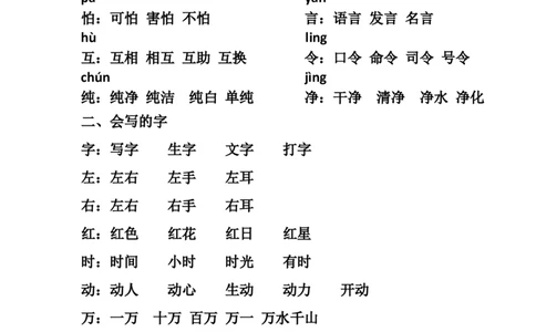 部编版一年级下册语文每课字词句汇总x_一年级语文下册（统编版）_老课标资料_一下语文含教学视频_第一套_009-试题试卷word版可下载打印_部编一年级期中复习和试卷