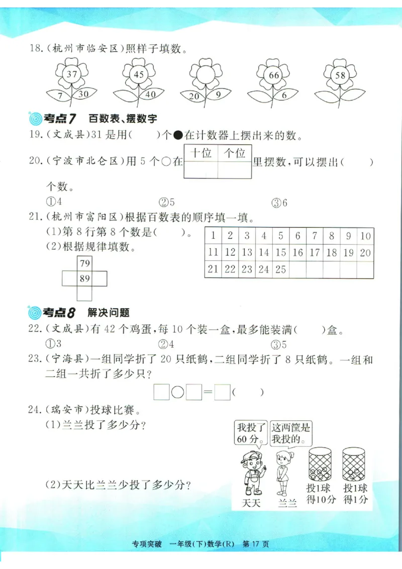 《孟建平》专项突破数学1年级下册（RJ）_一年级上下册资料_小学一年级学习资料-25年更新版_1-04、小学一年级数学下册_1-4-2、练习题、作业、试题、试卷_人教版_电子册