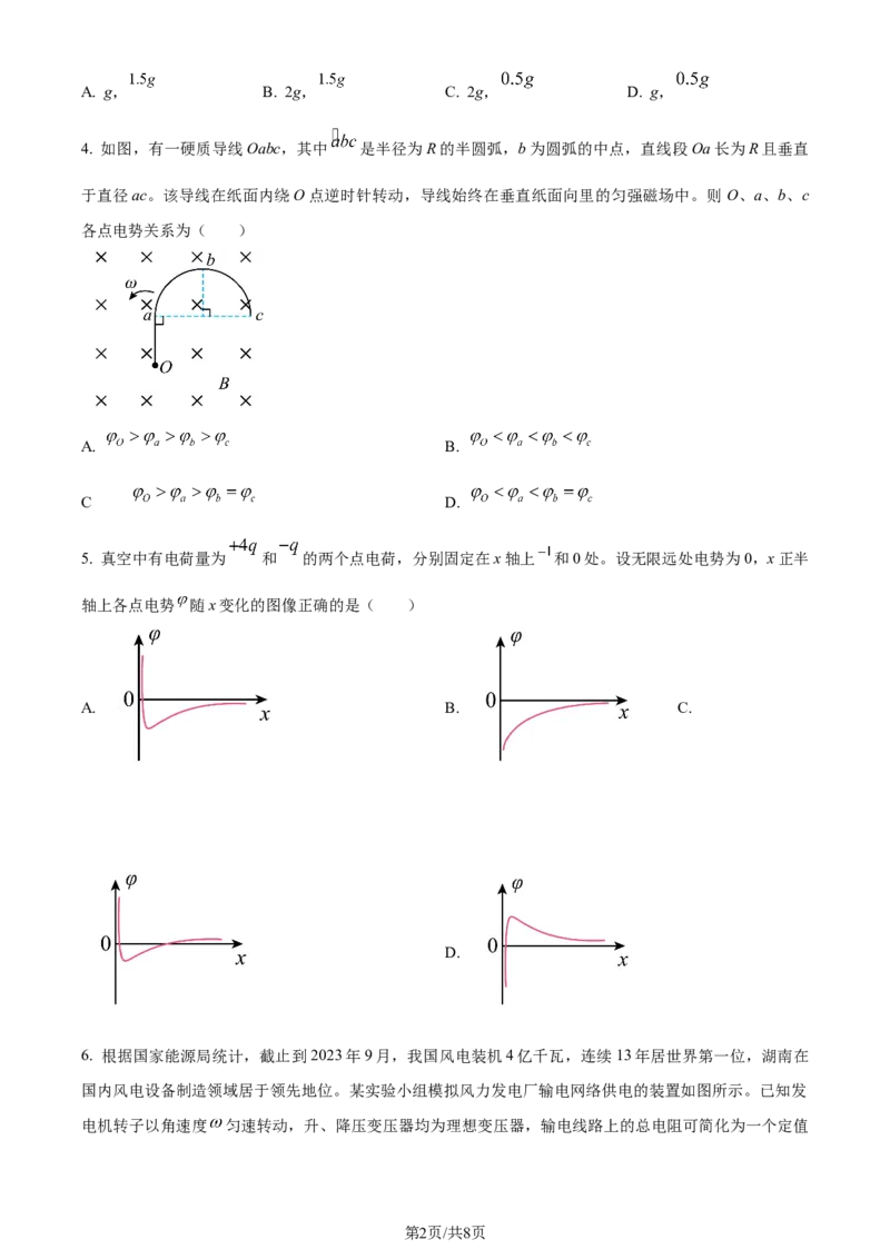 2024年高考物理试卷（湖南）（空白卷）_物理历年高考真题_新&middot;Word版2008-2025&middot;高考物理真题_物理（按年份分类）2008-2025_2024&middot;高考物理真题