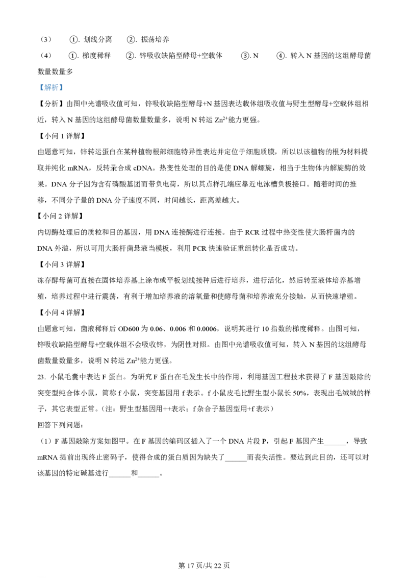 2024年高考生物试卷（浙江）（1月）（解析卷）_生物历年高考真题_新&middot;PDF版2008-2025&middot;高考生物真题_生物（按年份分类）2008-2025_2024&middot;高考生物真题