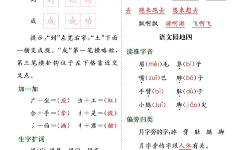 第四单元核心考点清单_一年级语文下册（统编版）_老课标资料_一年级下册全套课件资料_4.第四单元_单元复习_第四单元知识小结