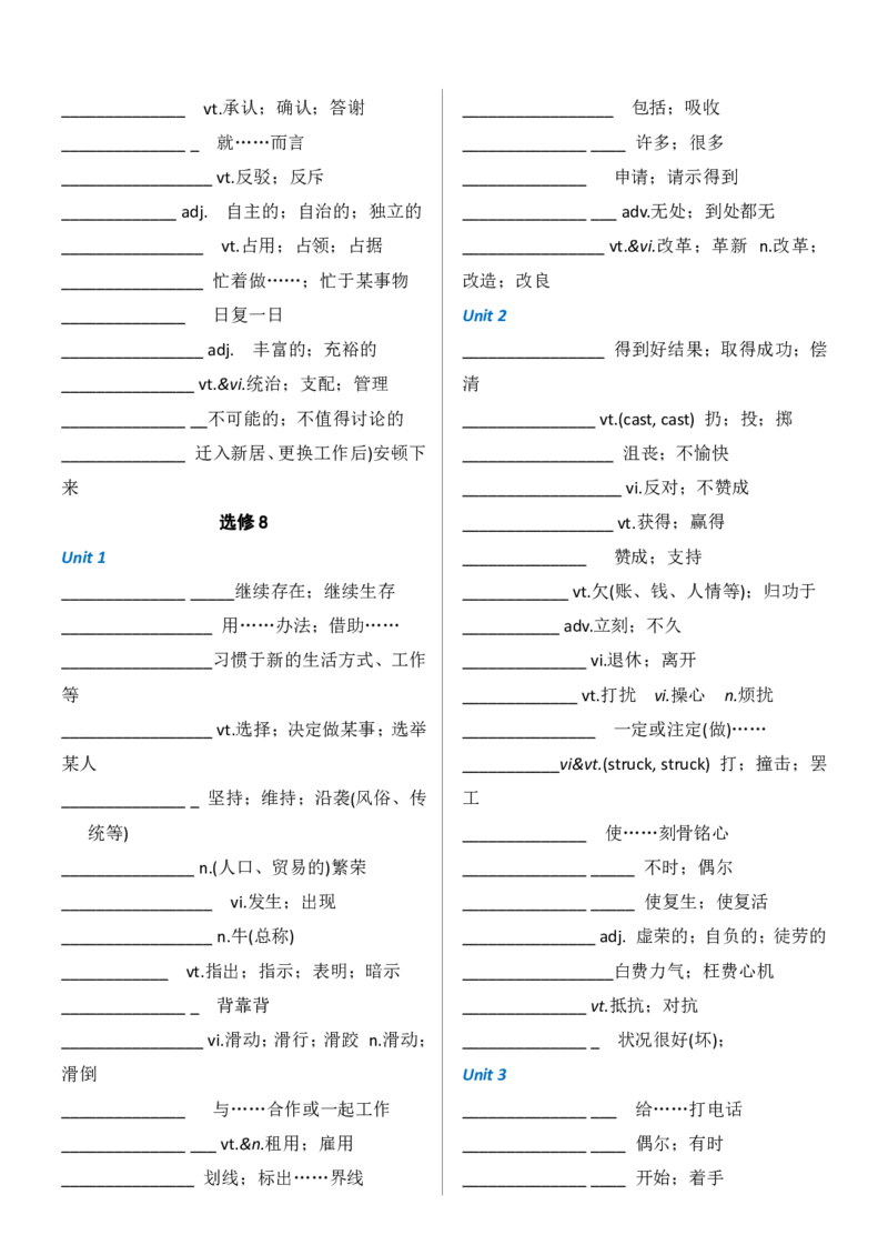 英语30人教版高中英语1-8册默写版_S054高中英语备考必备学习资料包
