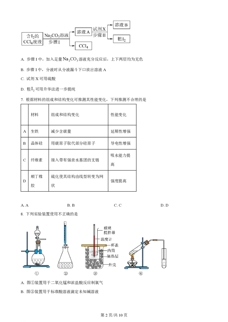 2024年高考化学试卷（浙江）（1月）（空白卷）_历年高考真题合集_化学历年高考真题_新&middot;PDF版2008-2025&middot;高考化学真题_化学（按年份分类）2008-2025_2024&middot;高考化学真题