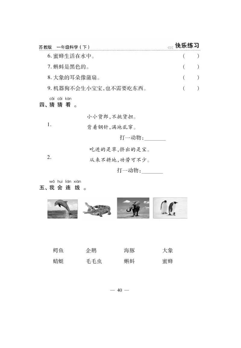 《快乐练习》科学1年级下册（苏教版）_一年级上下册资料_小学一年级学习资料-25年更新版_1-10、小学一年级科学下册_苏教版