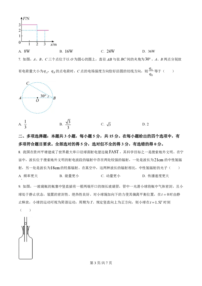 2024年高考物理试卷（贵州）（空白卷）_物理历年高考真题_新&middot;PDF版2008-2025&middot;高考物理真题_物理（按年份分类）2008-2025_2024&middot;高考物理真题