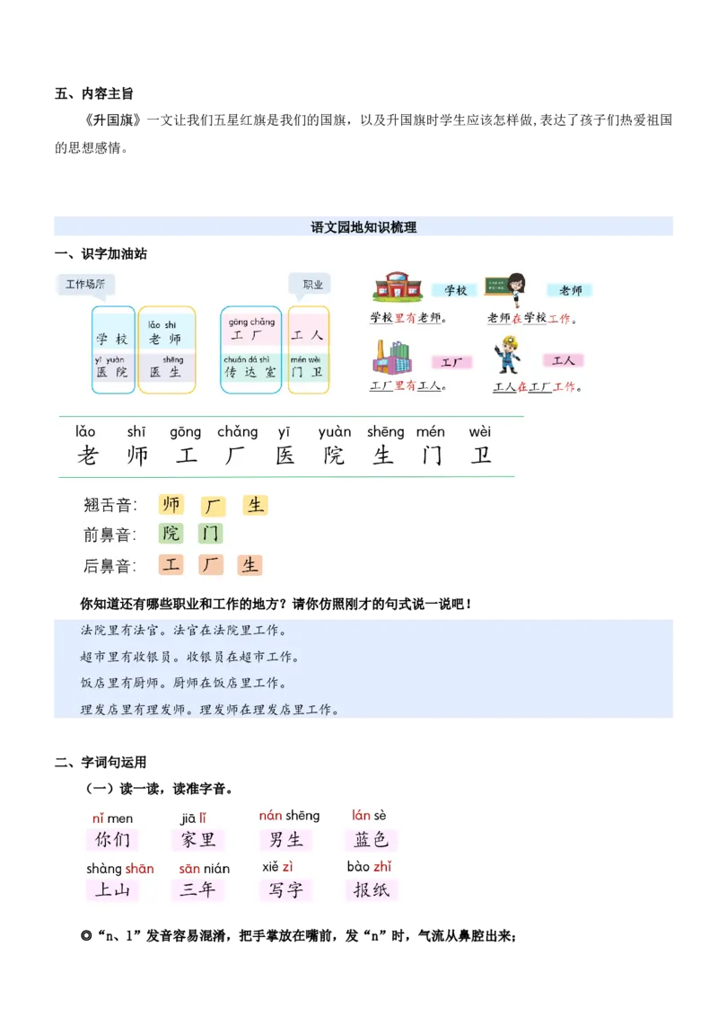 第六单元（知识清单）-（统编版&middot;2024秋）_一年级语文上册（统编版）_期末总复习