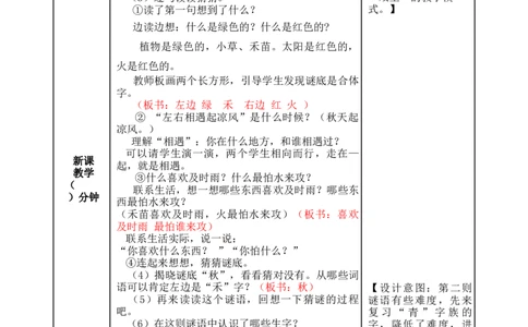 识字4猜字谜-教案_一年级语文下册（统编版）_老课标资料_教案反思+导学案_表格式_5版表格式教案