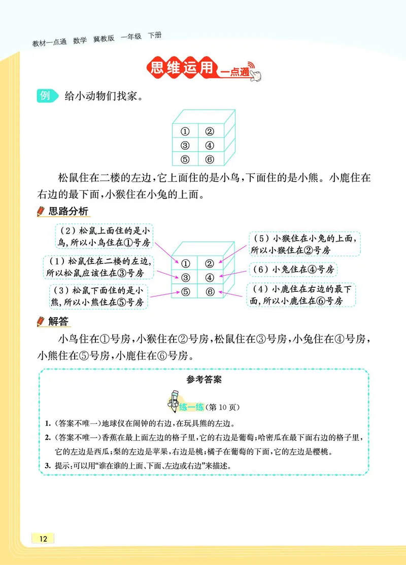 《教材一点通》数学1年级下册（JJ）_一年级上下册资料_小学一年级学习资料-25年更新版_1-04、小学一年级数学下册_1-4-2、练习题、作业、试题、试卷_冀教版_电子册类