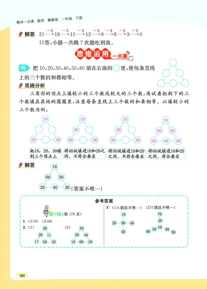 《教材一点通》数学1年级下册（JJ）_一年级上下册资料_小学一年级学习资料-25年更新版_1-04、小学一年级数学下册_1-4-2、练习题、作业、试题、试卷_冀教版_电子册类